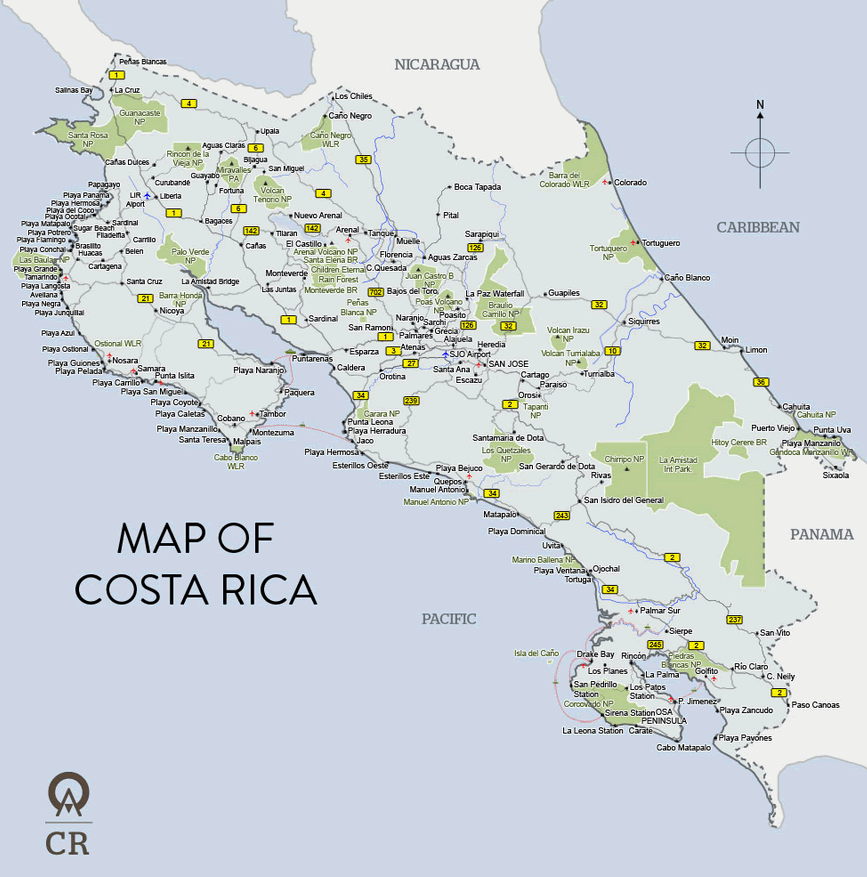 stadte karte von Costa Rica Map